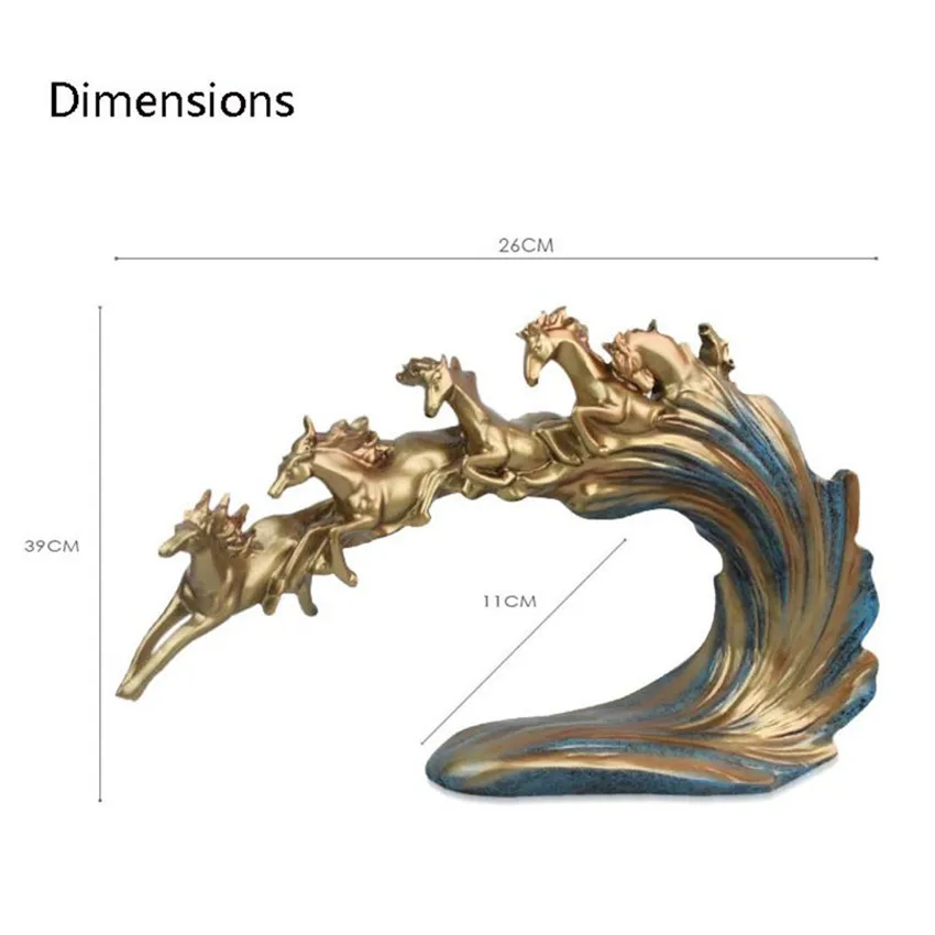 Новые Ретро статуи шести лошадей и скульптуры геометрические украшения животных статуя изделия из смолы украшения дома аксессуары Подарки