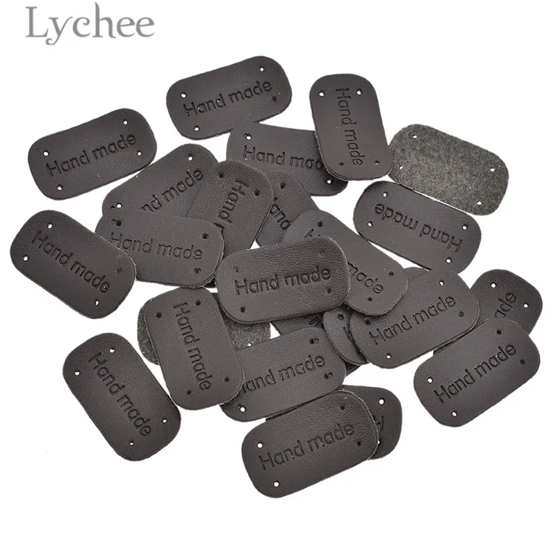 Lychee Life 20 шт. бирки из искусственной кожи ручной работы прямоугольная этикетка с