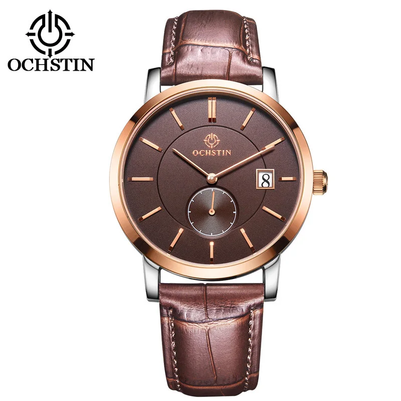 Brand Classic Fashion Casual Business Watch Men Quartz Analog Wrist Watches Leather Strap Sapphire Calendar Clock