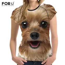 FORUDESIGNS/3D животных йоркширский терьер собака печати для женщин Футболка Модные женские Бодибилдинг короткий рукав Верхняя одежда