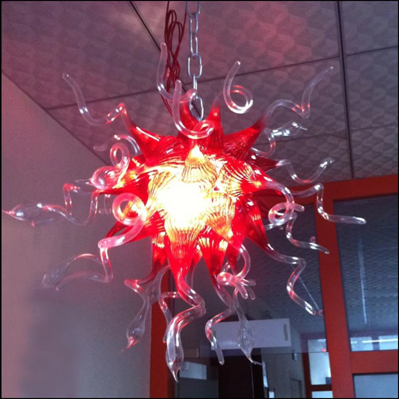 

Сделанная на заказ люстра из муранского стекла ручной работы в стиле Chihuly лампы в прозрачном и красном цвете городской дизайн для дома