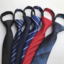 Модный 8 см галстук для мужчин и женщин тонкий узкий ленивый галстук легко тянет веревку галстук в полоску однотонный для свадебной вечеринки синий черный красный Галстуки
