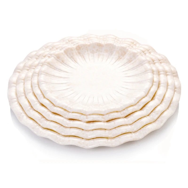 

Wholesale Plastic Beige Round Dinner Plates Melamine Plates Cake Dessert Dishes For Hotel Restaurant Customized Dishes 1 PCS