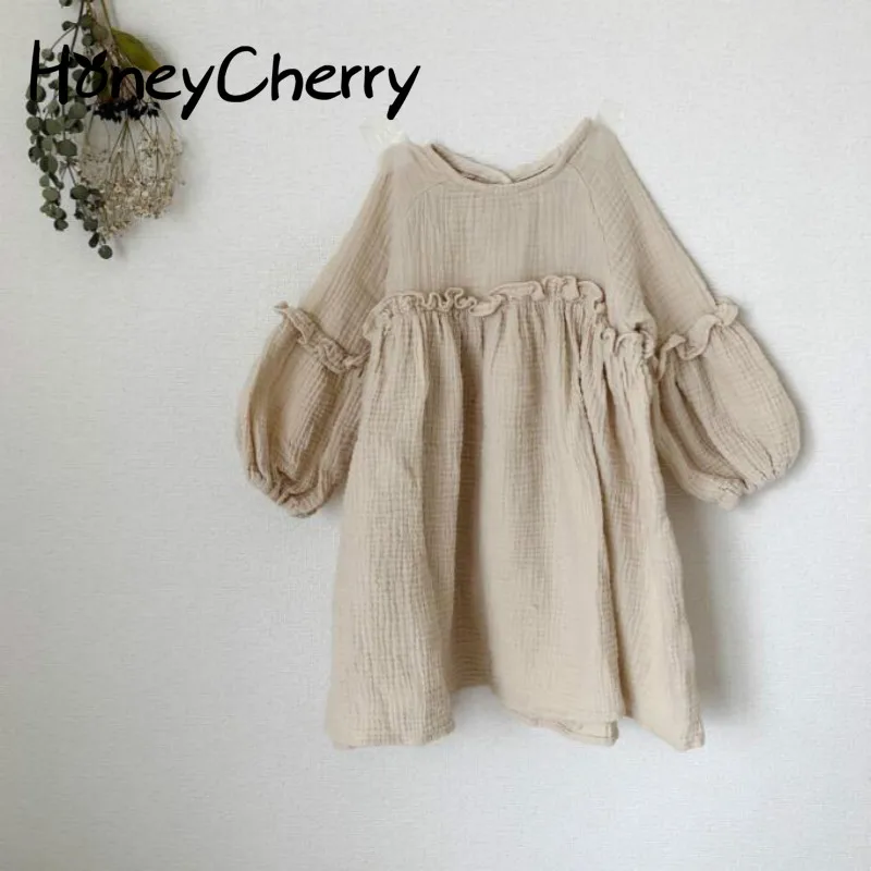

Girl Cotton dress Long Sleeves Korean Dress Girls Dresses For Party And Wedding Baby Girl Clothes(size 80-130 can choose)