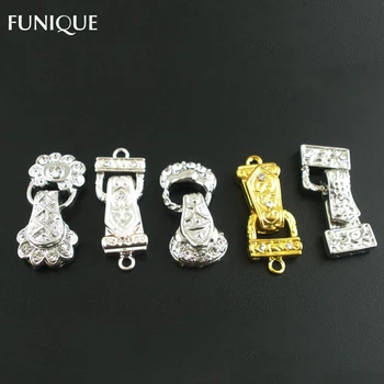 

FUNIQUE Clasps 5Sets Mixed Rhinestone Magnetic Clasps Necktie Shape Hook Clasps For Bracelet DIY 26x13mm-30x14mm