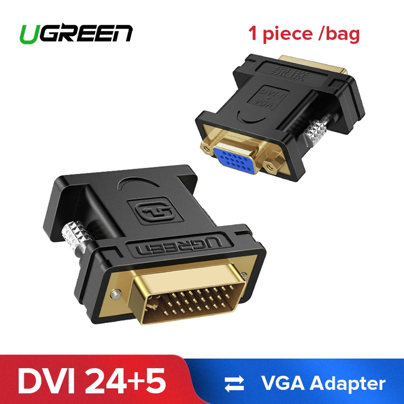Ugreen 1080P DVI 24+5 Male to VGA Female Converter DVI i to VGA adapter Gold plated DVI Convertor for Computer PC Host Laptop Ugreen 1080P DVI 24+5 Male to VGA Female Converter DVI i to VGA adapter Gold plated DVI Convertor for Computer PC Host Laptop