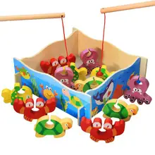 14 шт./компл. детская игра рыбалка игрушки деревянные развивающие игрушки подарки