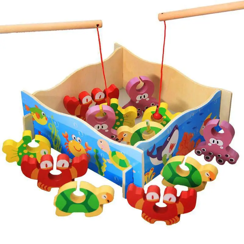 

14PCS/Set Children Fishing Game Toys Wooden Educational Toys Gifts