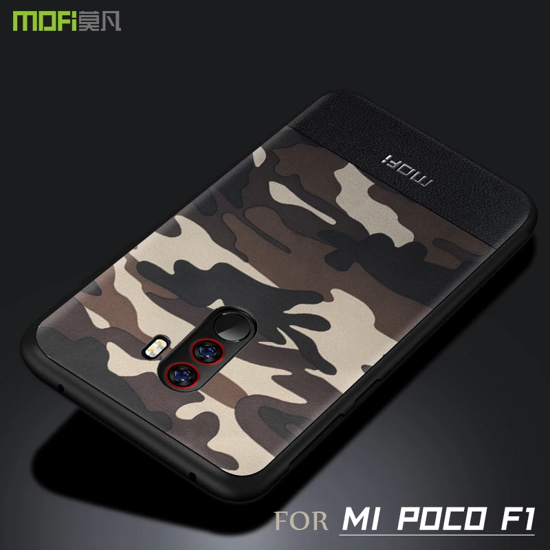 Pocophone F1 чехол MOFI для xiaomi Камуфляжный кожаный pocoF1 global полное покрытие задний Чехол