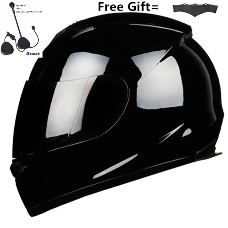 

Bluetooth Integrated Full Face Helmet with neckerchief Graphic (Flat Black, Large) (phone / MP3 / GPS using A2DP transmission)