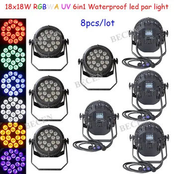 

8pcs/lot 18x18W led par light RGBWA UV 6in1 led par can light IP65 par can light for stage club dj party church