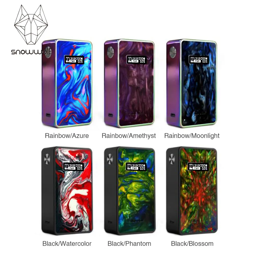 

Original SNOWWOLF 200W-R TC Box MOD Max 235W Output Huge Power No 18650 Battery Artistic Pattern SNOWWOLF Mod E-cig Vape Box Mod