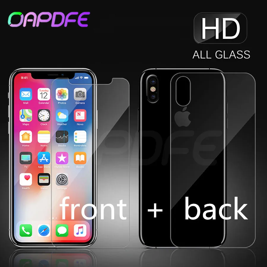 

front+back Tempered Glass For iPhone X XS XR XS Max 0.26mm Screen Protector Film on the For Apple 10 2.5D Clear Protective Glass