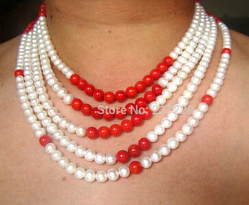 

Most Beautiful Natural South-sea pearl with red coral necklace>>>Lovely Women's Wedding Jewelry Pretty