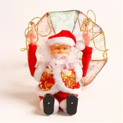 Милые парашютный Rolling хула Хуп Санта Клаус рисунок Забавный Санта Клаус плюшевые куклы Детский Электрический музыкальная игрушка