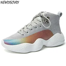 

NEWDISCVRY Mesh Women's High Top Sneakers 2018 Fashion Breathbale Women Platform Shoes Casual Comfortable Woman Chunky Footwear