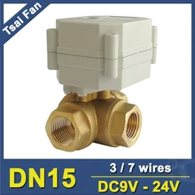 TF15-BH3-C T/L тип 3 ходовой горизонтальный латунный 1/2 ''DN15 Электрический привод клапан DC9V-35V 3 провода или 7 проводов для контроля потока