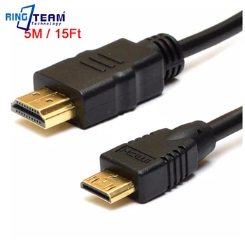 

5M Mini HDMI to HDMI High Definition Digital Video Cable for HD Sony Canon Panasonic JVC Fujifilm camcorders Tablet MID 1080P