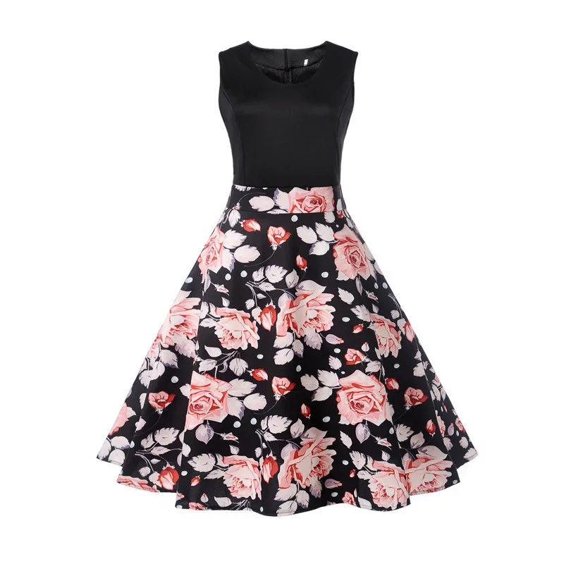 Three Seasons Summer Women's Cute Active Dress A Line Above Knee Mini Polyester Sleeveless Print Round Neck with Zipper Sashes | Женская