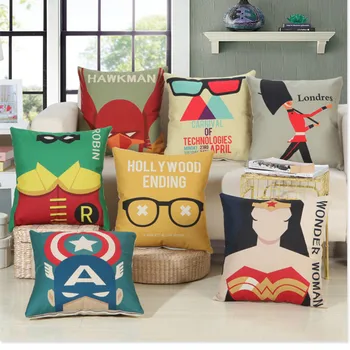 

Abstract Cartoon Wonder Woman London Linen Cotton Pillow Home Decor Cushion Sofa Car Decorative Throw Pillow Capa Almofada