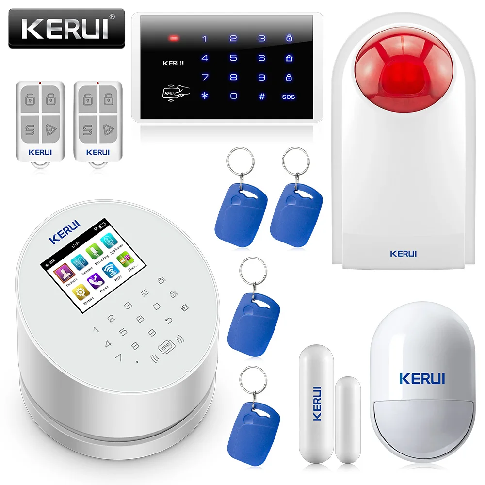 KERUI W2 2,4 дюймов wifi GSM PSTN сигнализация Умный дом Охранная сигнализация Система IOS Android приложение управление паролем клавиатура сирена