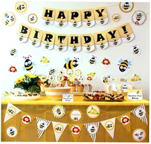 Honey Bee Decorations And Get Free Shipping On Aliexpress Ble Bee Birthday Banner Cupcake Topper Decoration Honey Party Decorations Supplies