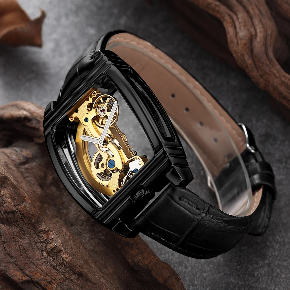 

Luxury Mechanical Watch Men Wristatches Unique Transparent Single Bridge Movement Watches Men Automatic Watches Montre Homme
