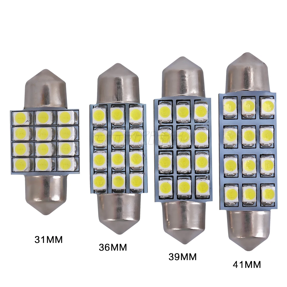 ; набор из 10 шт./лот гирлянда светодиодный 12SMD 3528/1210 31 мм 36 мм/39 мм/41 мм светодиодный супер белая светильник гирлянда светодиодный C5W светильник лампа