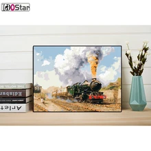 Передвижной поезд, DIY живопись по номерам, ручная роспись маслом для домашний декор, произведение искусства