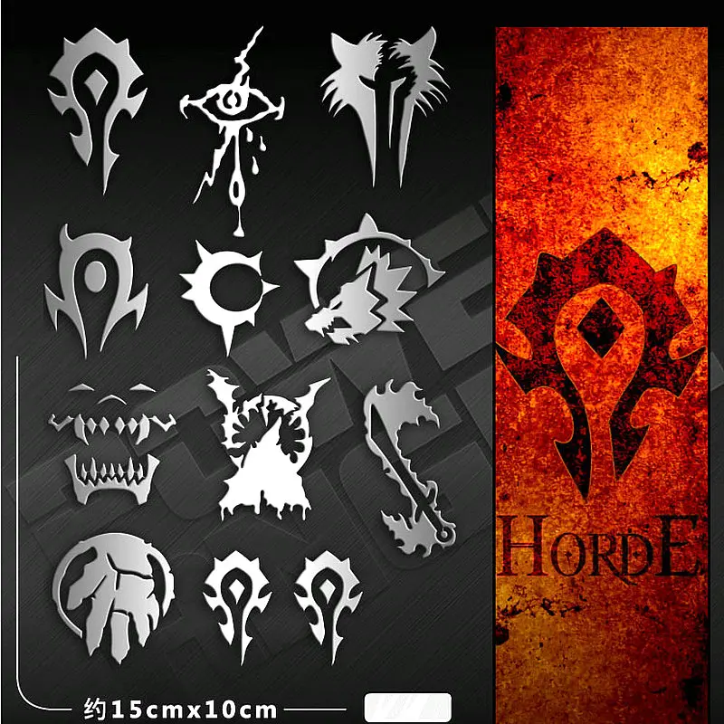 Hot Game WOW Alliance Horde Anime Stickers Metal Decal Sticker For Laptop Phone Car Book Desk DIY Stiker Toy