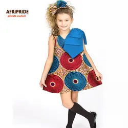 2018 детская одежда платье для девочек AFRIPRIDE Частный заказ выше колена без рукавов ТРАПЕЦИЕВИДНОЕ платье с бантом на плече восковой хлопок