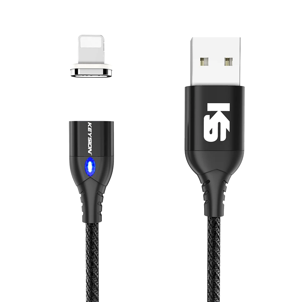 KEYSION 3A Магнитный USB кабель для iPhone Micro usb type C кабель Быстрая зарядка магнит зарядное устройство Micro usb кабель для samsung Xiaomi - Цвет: Черный
