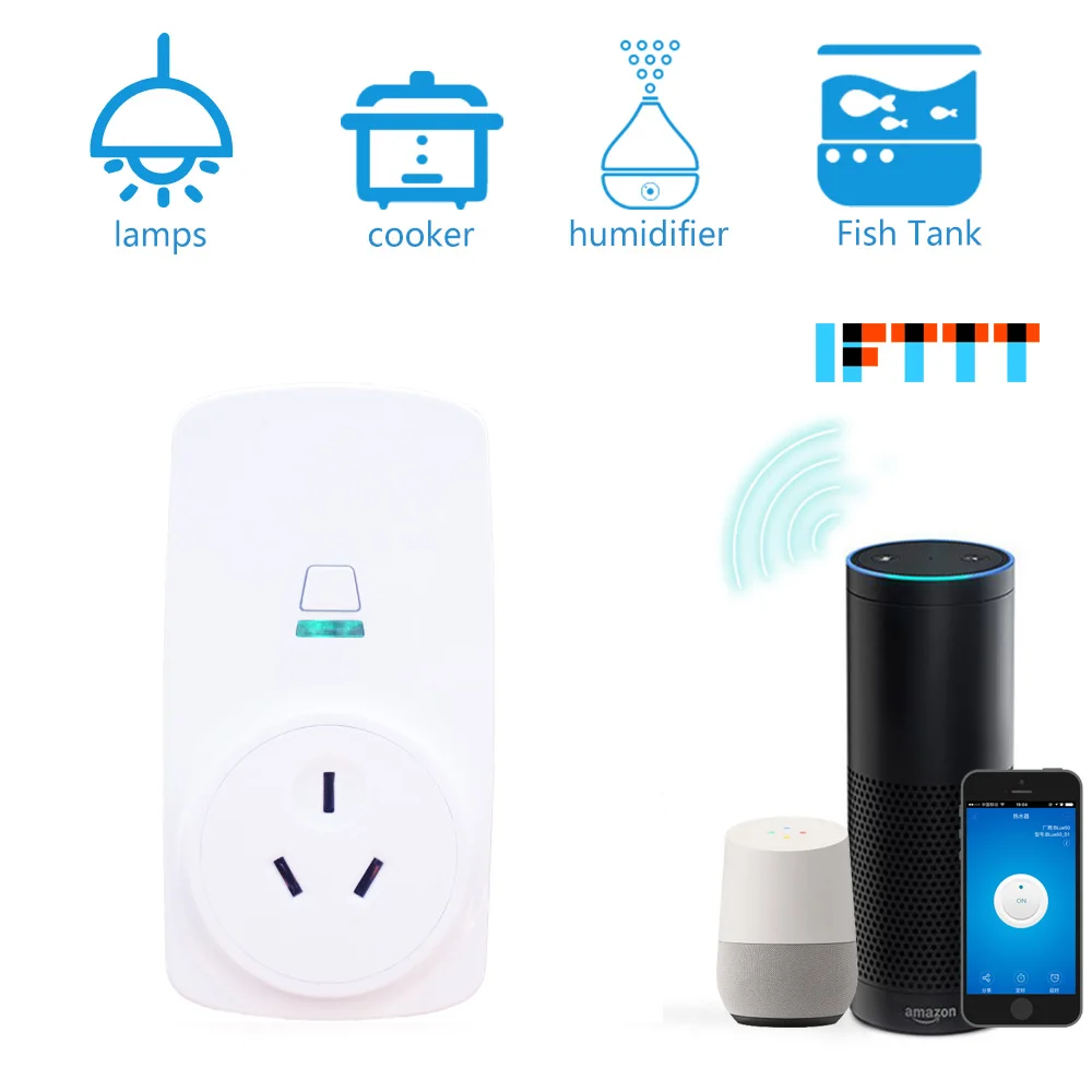 Tonbux AU/FR/EU/UK штекер Smart Wifi штекер светодиодный светильник дисплей Google Home Accept Alexa помощник Управления умная розетка - Цвет: AU Plug