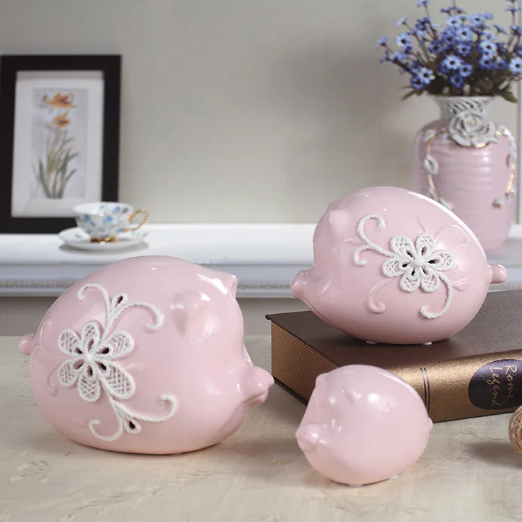 Set van 3 Fashion keramische roze varken decoratie woonkamer tv kast ... Set van 3 Fashion keramische roze varken decoratie woonkamer tv kast ...