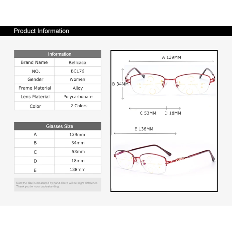 Многофокальные прогрессивные очки для чтения, женские очки для пресбиопического рецепта, женские очки+ 1,0+ 1,5+ 2,0+ 2,5+ 3,0+ 3,5 BC176