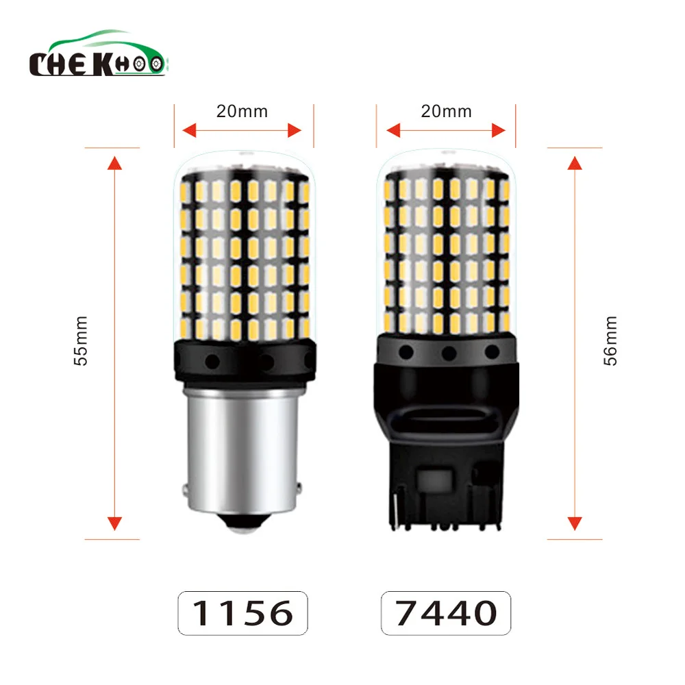 1 шт. светодиодный светильник T20 7440 W21W 3014 144smd CanBus без ошибок 1156 BA15S P21W для