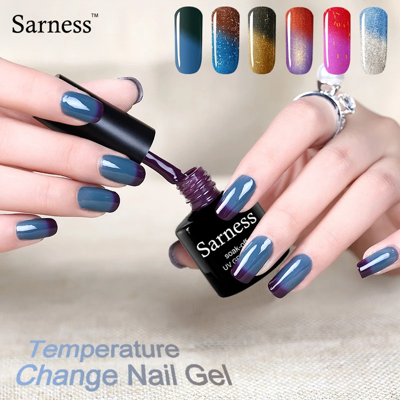 

Sarness Temperature Change Color Gel Nail Polish Thermo UV Gel Polish Hybrid Varnish Long Lasting Soak Off Nail Art Manicure Set