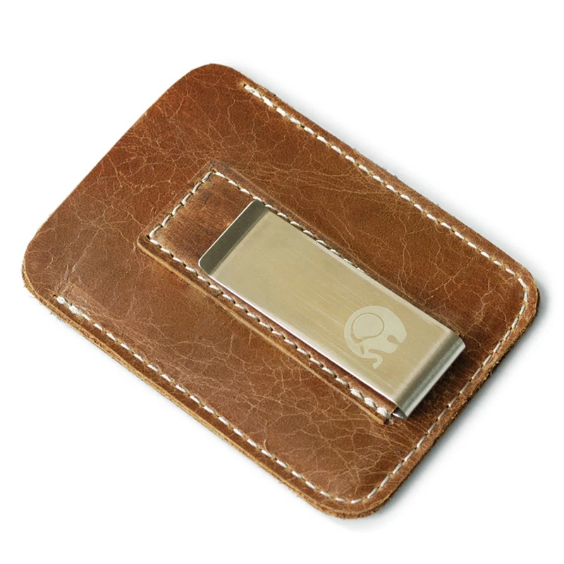 

Genuine Leather Money Clip Metal Men Card Pack Slim Bills Cash Clips Clamp for Thin Billfold Holder Cheap Hot