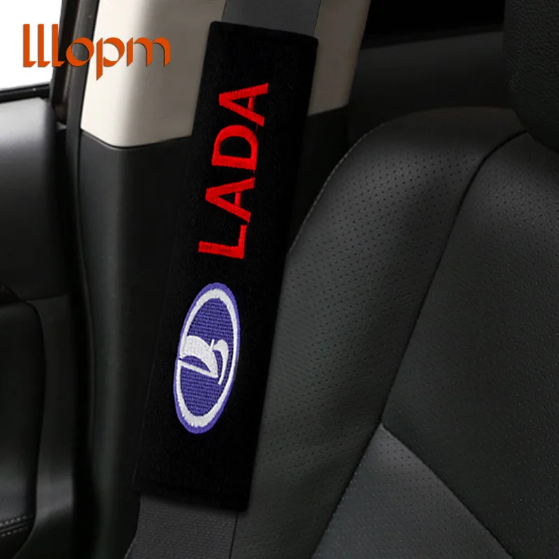

1pcs cotton shoulder pad Car badge Emblem seat belt cover for Lada Kalina Priora Granta Largus Samara Car styling Accessories