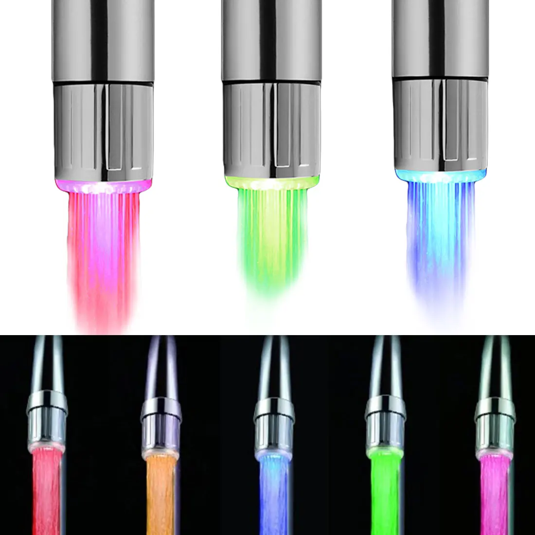 Светодиодный светильник, водопроводный кран, головка термометра, 3 цвета, меняющие RGB свечение, кран для ванной, насадка, аэраторы