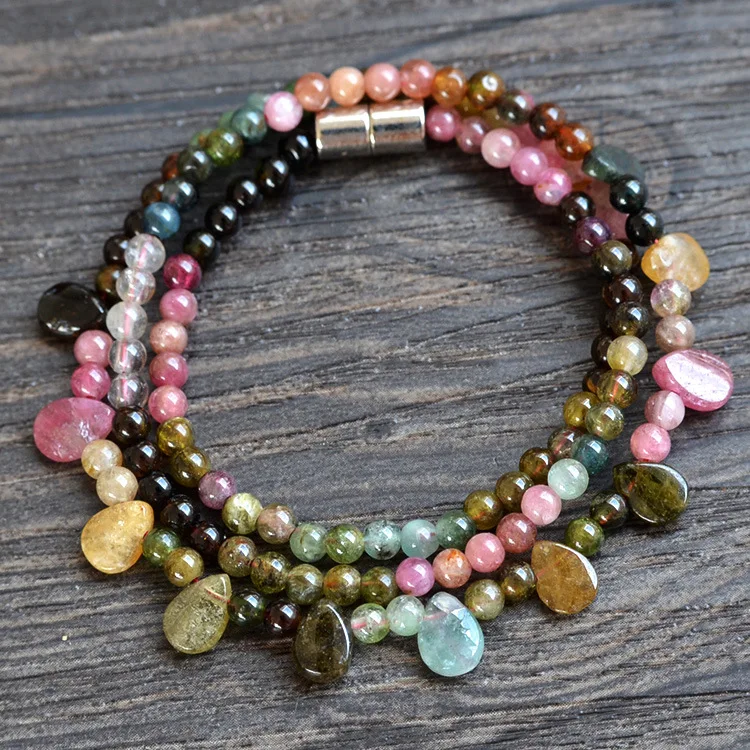 

Natural tourmaline Crystal beads necklace jewelry bijoux vintage collares collier necklace women beads 3mm-4mm with certificate