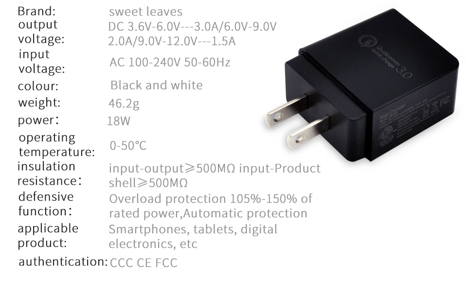18W Quick Charge 3.0 USB Charger US Plug Wall Mobile Phone Charger Charger Adapter for iPhone Samsung Xiaomi Huawei (9)