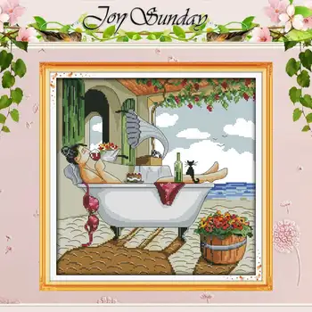 

Take a Shower Enjoy Life Patterns Counted Cross Stitch 11 14CT Cross Stitch Sets Chinese Cross-stitch Kits Embroidery Needlework