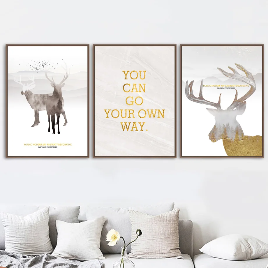 Watercolor-Deer-Geometry-Leaf-London-Map-Wall-Art-Canvas-Painting-Nordic-Posters-And-Prints-Wall-Pictures(2)