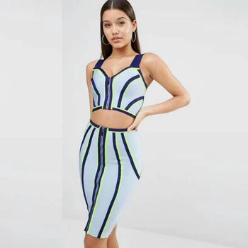 

Elegant Women Summer Bandage Dress 2019 New Sexy V neck Two 2 Pieces Bodycon Patchwork White Black Spaghetti Strap Vestidos