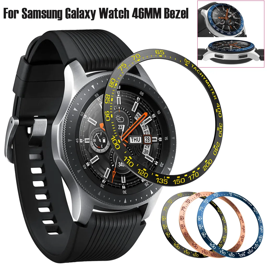 

For Samsung Galaxy Watch 46MM Scale Watch Ring Adhesive Cover Anti Scratch Metal Smart Watch Replacement Accessories#15