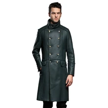 Натуральная овчина шуба из натуральной кожи Мужская Повседневная зимняя Толстая двубортная куртка черная зеленая Теплая мужская меховая длинная верхняя одежда