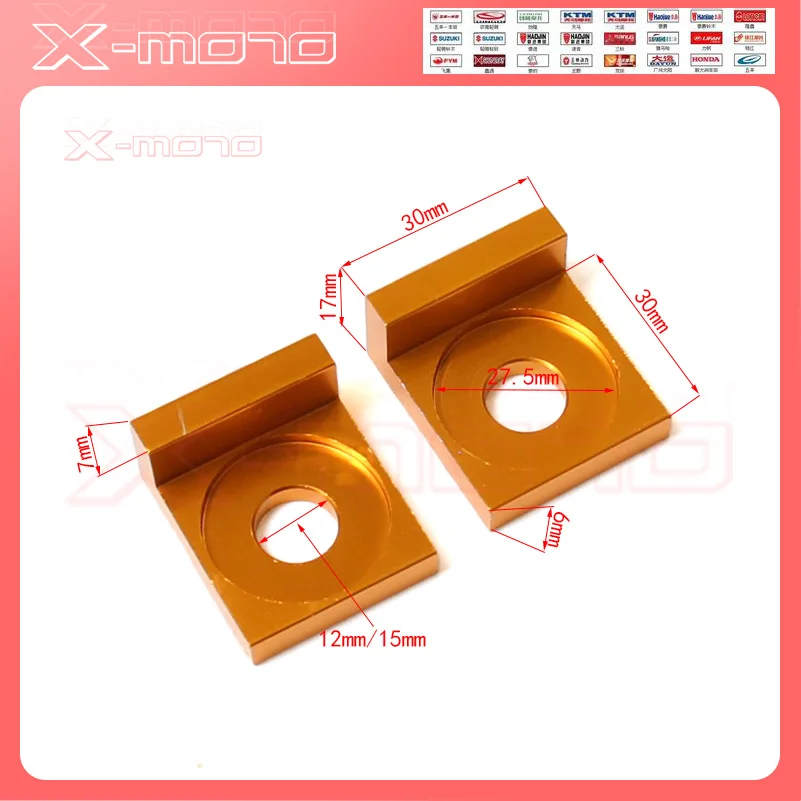 CNC Aluminum 15mm 12mm Chain Adjuster Block Tensioner 110 125cc PIT Quad Trail Dirt Bike ATV Dirt pit bike Motocross