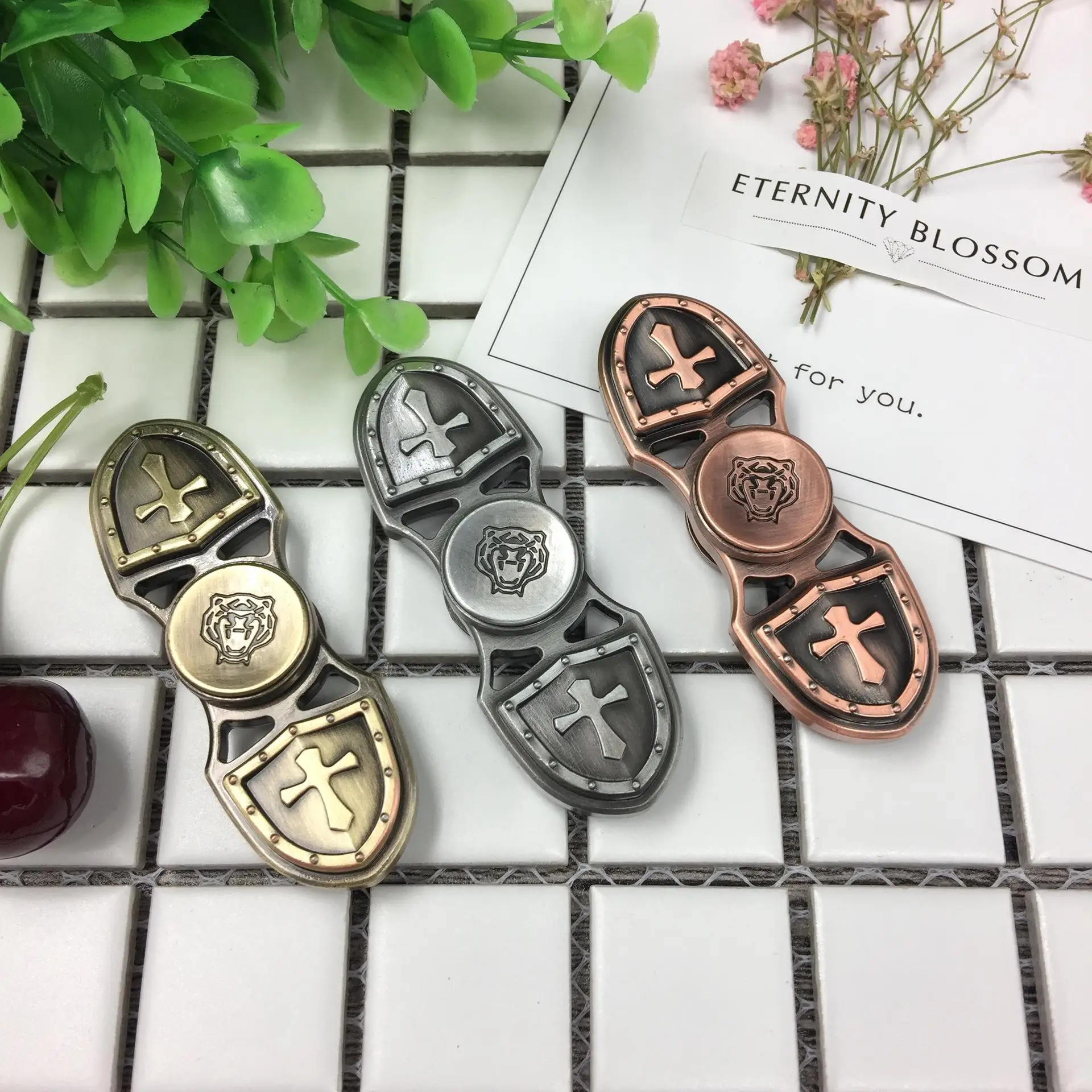 

2017 Fidget Spinner metal EDC Hand Spinner Custom Bearing Fidget Toys Cross Style For Man Women Tiger Crusader