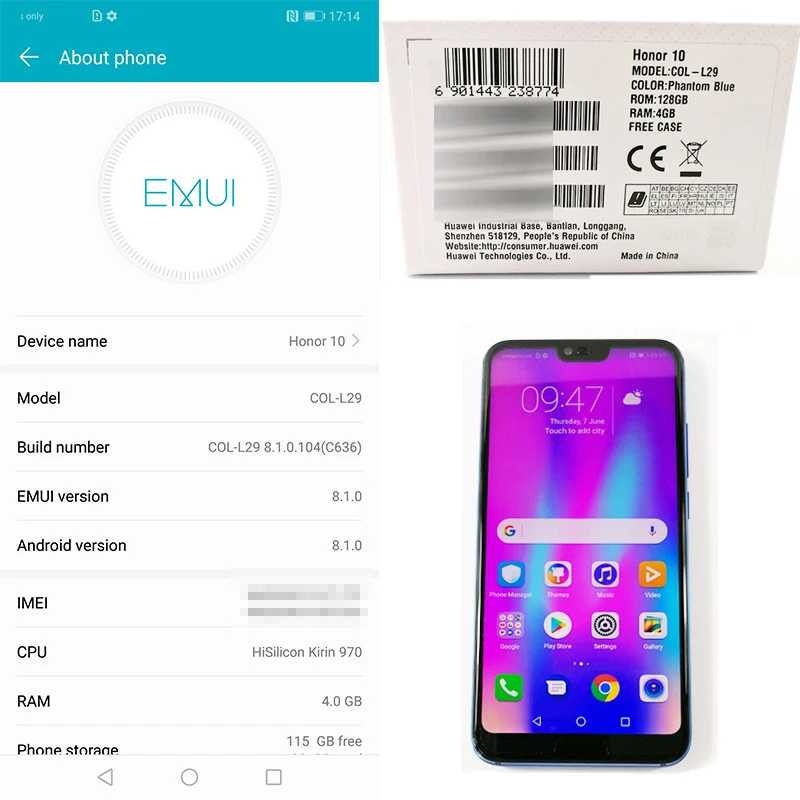Honor 10 глобальная версия 4 Гб 128 Гб Смартфон NFC мобильный телефон Android 8,1 5," 4* камера 24 МП 3400 мАч QuickCharge